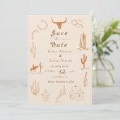 Boho Western Cowboy Illustration Wedding Save The Date (Stehend Vorderseite)