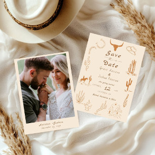 Boho Western Cowboy Illustration Wedding Save The Date