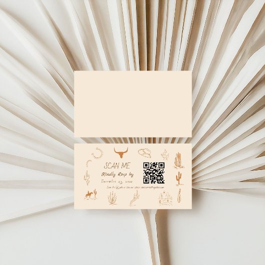 Boho Western Cowboy Illustration Wedding Scan Me  Begleitkarte