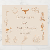 Boho Western Cowboy Illustration Wedding Schaumweinetikett (Einzelnes Label)