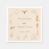 Boho Western Cowboy Illustration Wedding Serviette (Vorderseite)