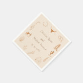 Boho Western Cowboy Illustration Wedding Serviette (Ecke)