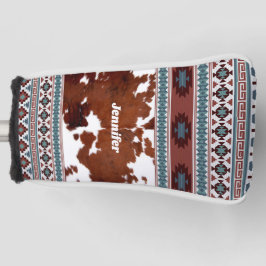 Boho Western Cowhide-Pattername Golf Headcover