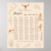 Boho Western Favorite People Wedding Chart Poster (Vorne)