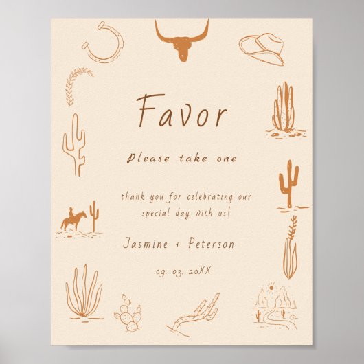 Boho Western Favorite People Wedding Favor sign Poster (Vorne)