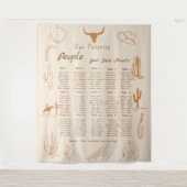 Boho Western Favorite People Wedding Seating chart Wandteppich (Vorderseite)