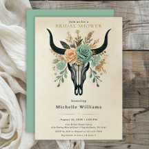 Boho Western Floral Bull Kuh Skull Brautparty