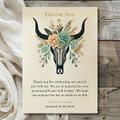 Boho Western Floral Bull Kuh Skull Hochzeit Dankeskarte