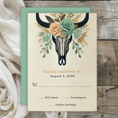 Boho Western Floral Bull Kuh Skull Hochzeit RSVP Karte