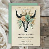 Boho Western Floral Bull Kuh Skull Hochzeit Save The Date