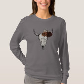 Boho Western Floral Bull Skull Womens T-Shirt (Vorderseite)