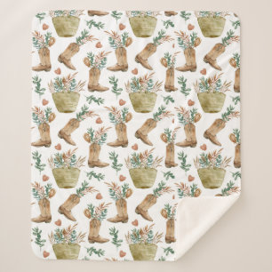 Boho Western Floral Sherpa Blanket Sherpadecke