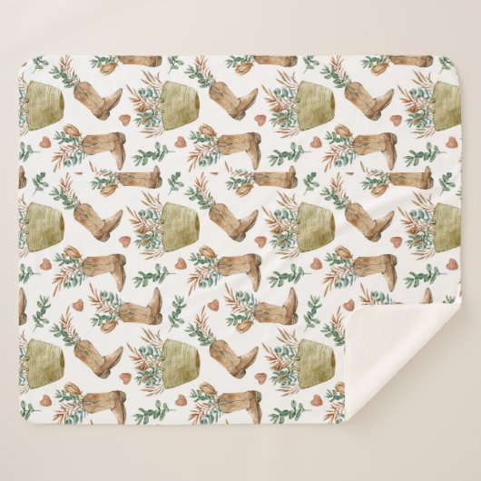 Boho Western Floral Sherpa Blanket Sherpadecke (Vorderseite (Horizontal))