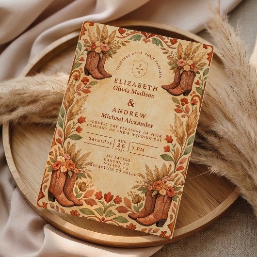 Boho-Western-Gartenhochzeit Einladung