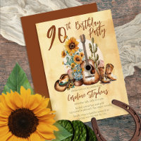 Boho Western Guitar Sonnenblumen 90. Geburtstagspa