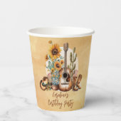 Boho Western Guitar Sonnenblumen Geburtstagsparty Pappbecher (Rückseite)