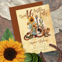 Boho Western Guitar Sonnenblumen Sweet 16 Party
