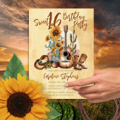 Boho Western Guitar Sonnenblumen Sweet 16 Party Einladung