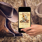 Boho Western Guitar Sonnenblumen Sweet 16 Party Einladung