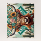 Boho Western Highland Kuh Puzzle (Vertikal)