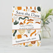 Boho Western QR Codesert Cowboy Cactus bull Save The Date (Stehend Vorderseite)