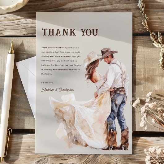 Boho-Western-Ranch-Hochzeit Dankeskarte