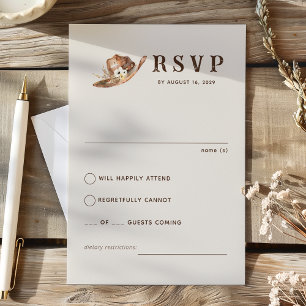 Boho Western Ranch Wedding RSVP Card Karte