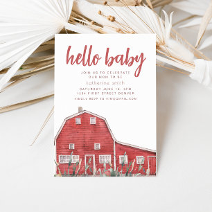 Boho Western Red Barn Thema Kinderdusche Einladung