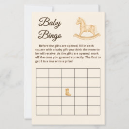Boho Western Rocking Horse Baby Bingo Game Card