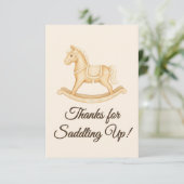 Boho Western Rocking Horse Baby Shower Dankeskarte (Stehend Vorderseite)