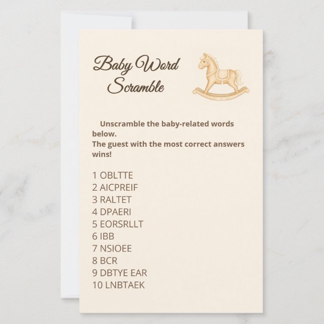 Boho Western Rocking Horse Baby Word Scramble (Vorderseite)