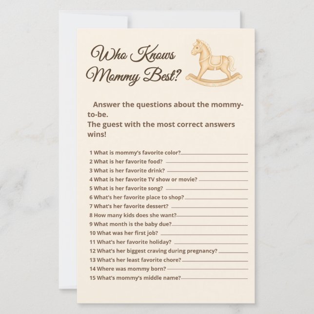 Boho Western Rocking Horse Wer Mommy Game kennt (Vorderseite)