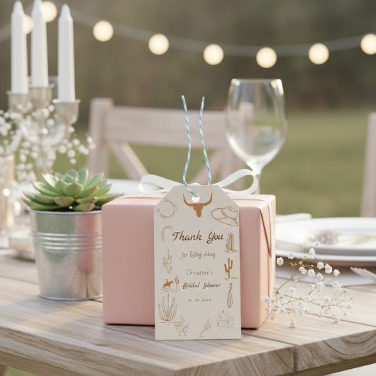 Boho Western Saddle up Cowboy Brautparty Geschenkanhänger