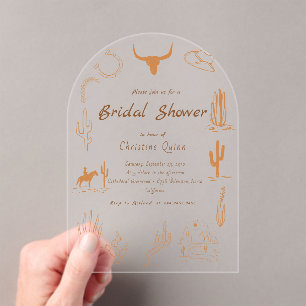 Boho Western Saddle up Cowboy Brautparty Invita Acryleinladungen