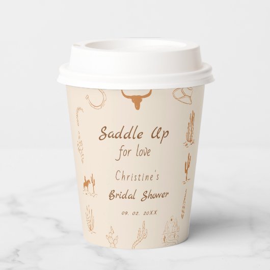 Boho Western Saddle up Cowboy Brautparty Pappbecher (Rückseite)