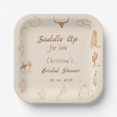 Boho Western Saddle up Cowboy Brautparty Pappteller (Vorderseite)