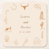 Boho Western Saddle up Cowboy Brautparty Rechteckiger Pappuntersetzer (Vorderseite)