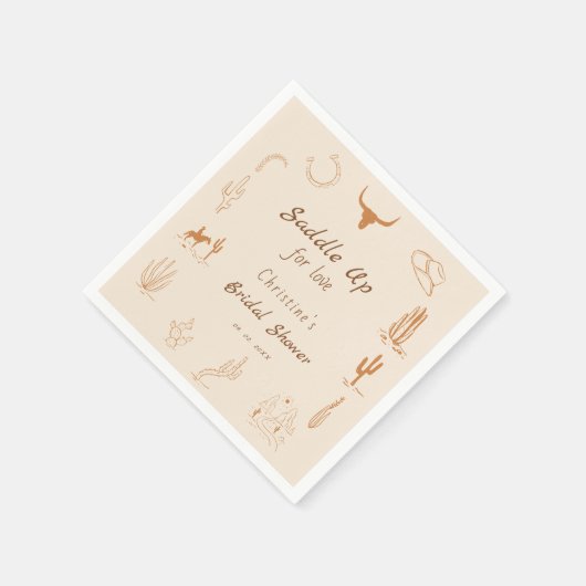 Boho Western Saddle up Cowboy Brautparty Serviette (Ecke)