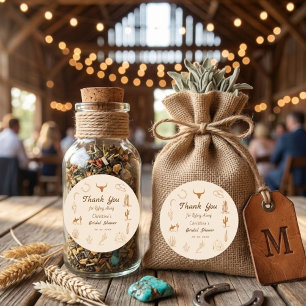 Boho Western Sattel auf Cowboy Brautparty Quadratischer Aufkleber