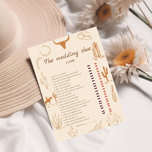Boho Western wedding Weding Shoe Game Card Ankündigung