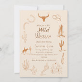 Boho Western wild Western Cowboy Brautparty Einladung (Vorderseite)