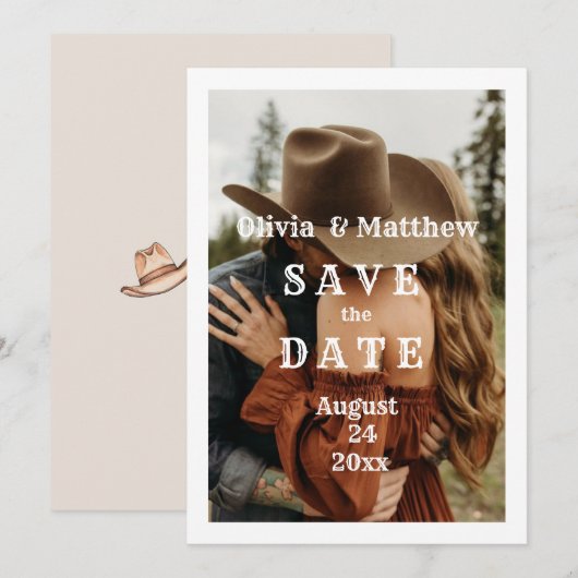 Boho-Westliche Hochzeit  Save The Date (Vorne/Hinten)