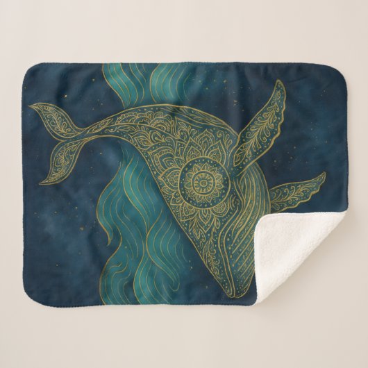 Boho Whale Mandala Sherpadecke (Vorderseite (Horizontal))