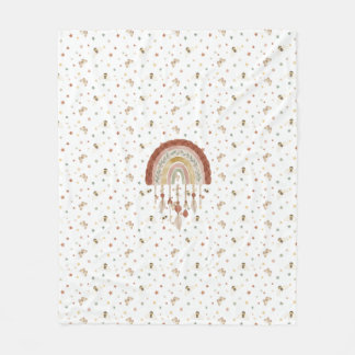 Boho Whimsical Biene & Erdige Regenbogen-Baby-Flee Fleecedecke