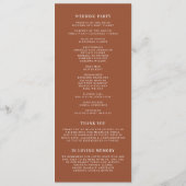 Boho Whimsical Calligraphy Terracotta Wedding Programm (Rückseite)