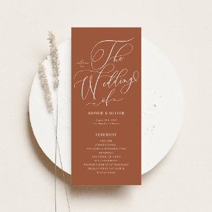 Boho Whimsical Calligraphy Terracotta Wedding Programm