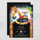 Boho Whimsical Construction Birthday Einladung (Vorne/Hinten)