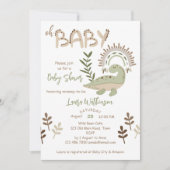 Boho whimsical dinosaurs oh Baby Einladung (Vorderseite)