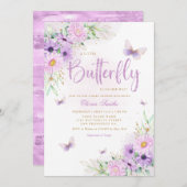 Boho Whimsical Floral Butterfly Girl Babydusche Einladung (Vorne/Hinten)