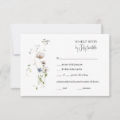 Boho Whimsical Floral RSVP Card, minimalistisch Karte (Vorderseite)